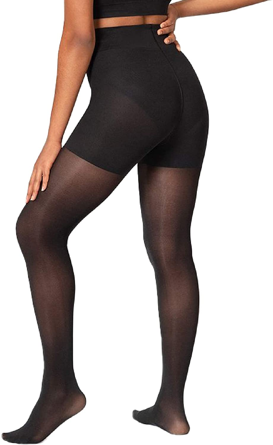 Shapermint Solid Black Opaque Tights with Nylon Control Top Hosiery Pantyhose for Women from Small to plus Size Apparel & Accessories > Clothing > Underwear & Socks > Shapewear Shapermint   