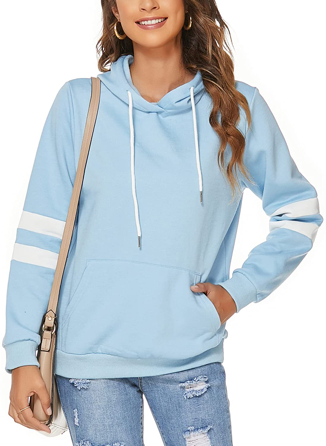 FINWANLO Hoodies for Women Casual Long Sleeve Tops Fleece Pullover Hooded Sweatshirts Jacket with Pockets Apparel & Accessories > Clothing > Activewear Kylie Max   