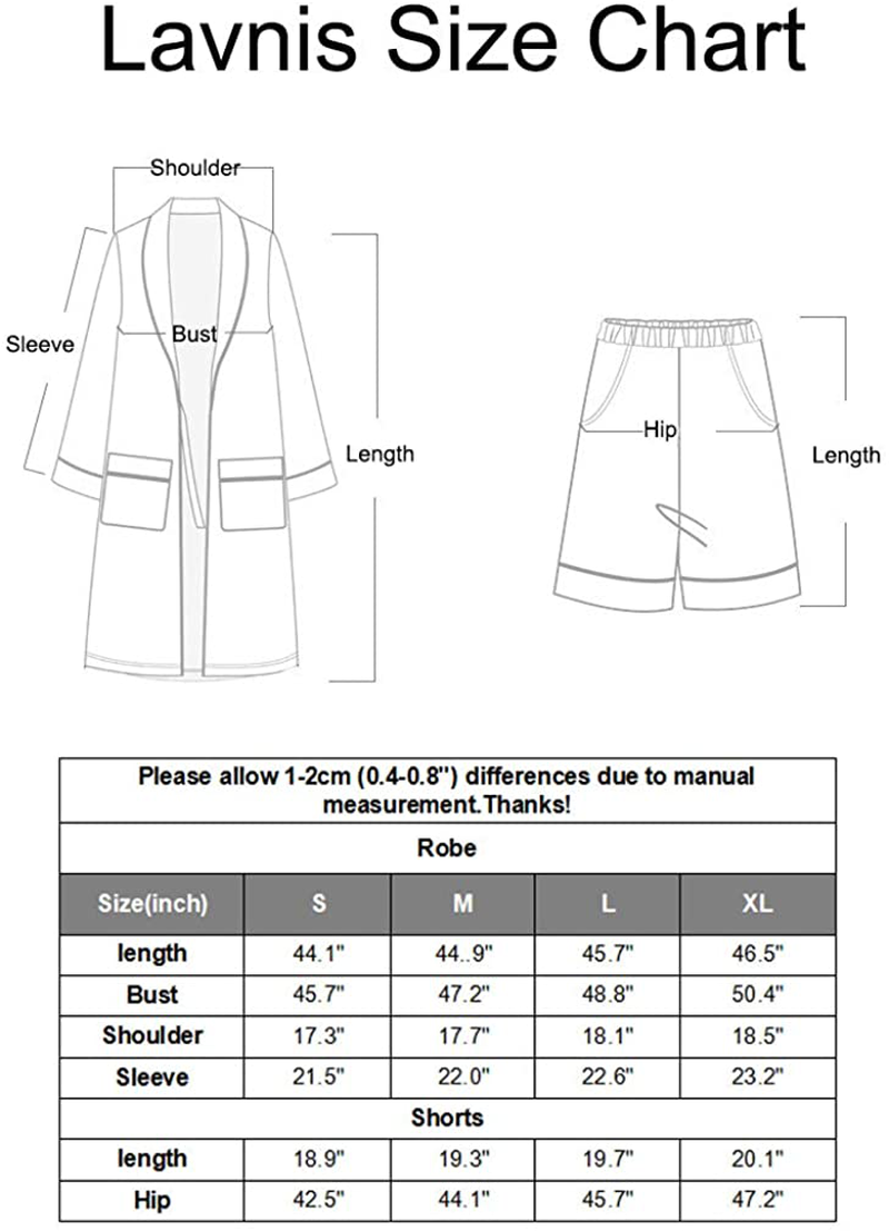 Lavnis Men'S Satin Bathrobe Nightgown Casual Kimono Robe Loungewear Sleepwear Pajama Set with Shorts Apparel & Accessories > Clothing > Sleepwear & Loungewear > Robes Kylie Max   