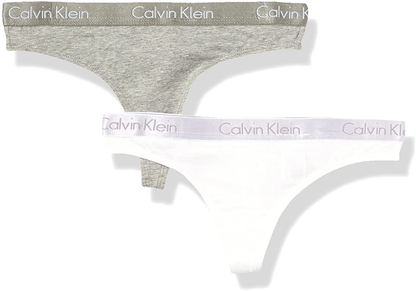 Calvin Klein Women's Motive Cotton Multipack Thong Panty Apparel & Accessories > Clothing > Underwear & Socks > Underwear Calvin Klein Grey Heather/White Large 