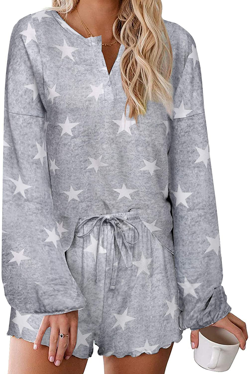 Ekouaer Tie Dye Pajamas Set Womens Loungewear Sleepwear 2 Piece PJ Sets Apparel & Accessories > Clothing > Sleepwear & Loungewear > Pajamas Ekouaer Sweet Long Sleeve 3 X-Large 
