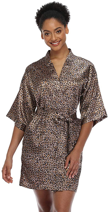 Short Silky Robe for Women Bridal Lightweight Sleepwear Satin Kimono Bathrobe Apparel & Accessories > Clothing > Sleepwear & Loungewear > Robes Ferrendo   