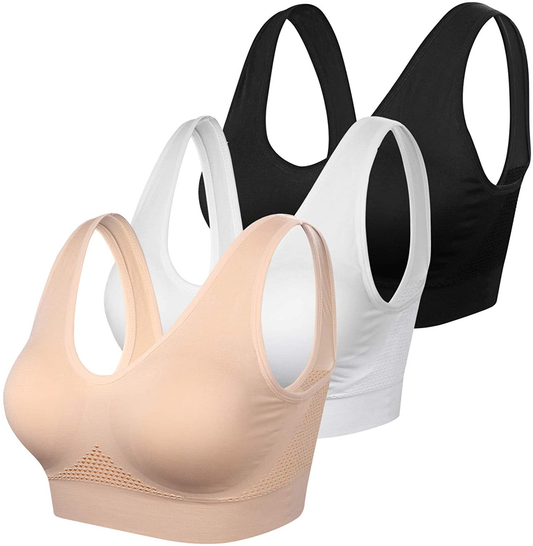 Women Sports Bra Comfortable Sleep Bras No Underwire Seamless Workout Yoga Bra of 3 Pack Apparel & Accessories > Clothing > Underwear & Socks > Bras Kylie Max   