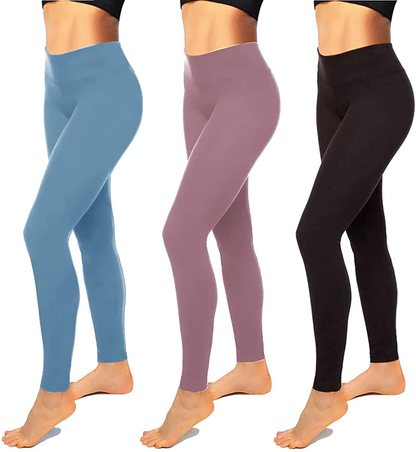 High Waisted Leggings for Women-Womens Black Seamless Workout Leggings Running Tummy Control Yoga Pants Reg&Plus Size Apparel & Accessories > Clothing > Underwear & Socks > Shapewear Hi Clasmix 3 Pack Black, Light Pink,light Blue Large-X-Large 