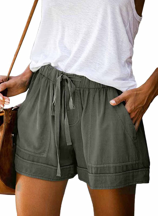 Wielsscca Womens Drawstring Shorts Summer Elastic Waist Casual Lightweight with Pockets Apparel & Accessories > Clothing > Shorts Kylie Max   