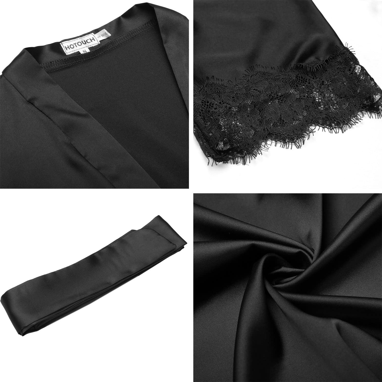 Hotouch Satin Rrobes for Women Silk Bathrobe Short Kimono Robes with Oblique V-Neck Bridesmaid Wedding Party Dressing Gown Apparel & Accessories > Clothing > Sleepwear & Loungewear > Robes Hotouch   