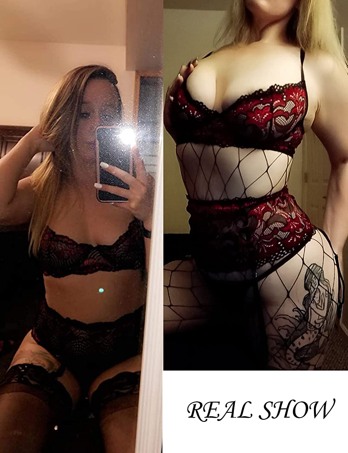 Avidlove Women Lingerie Set High Waisted Underwire Lingerie with Garter Belt Lace Babydoll Apparel & Accessories > Clothing > Underwear & Socks > Lingerie Avidlove   
