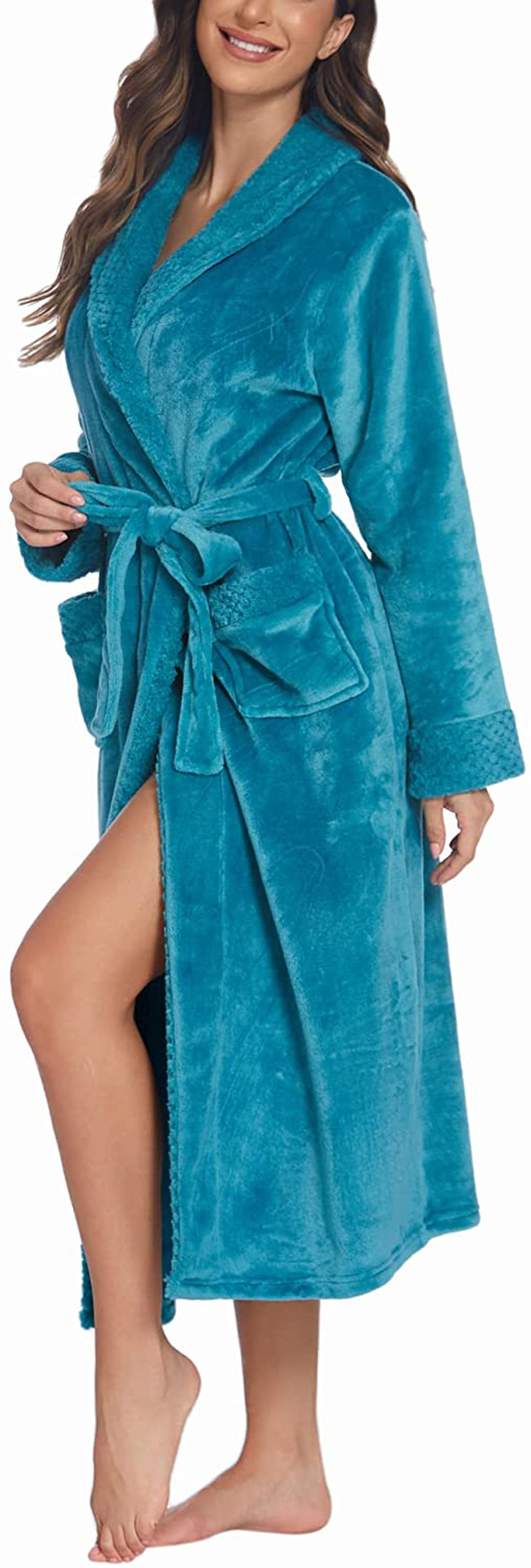Ekouaer Womens Soft and Warm Fleece Bathrobe Kimono Spa Robe Apparel & Accessories > Clothing > Sleepwear & Loungewear > Robes Kylie Max   