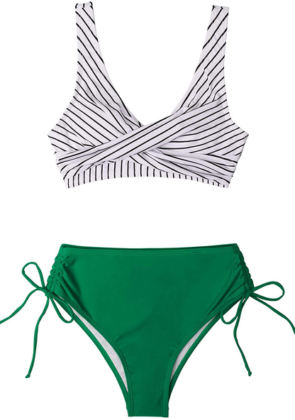 CUPSHE Women'S Bikini Swimsuit Front Cross Lace up Two Piece Bathing Suit  Kylie Max   