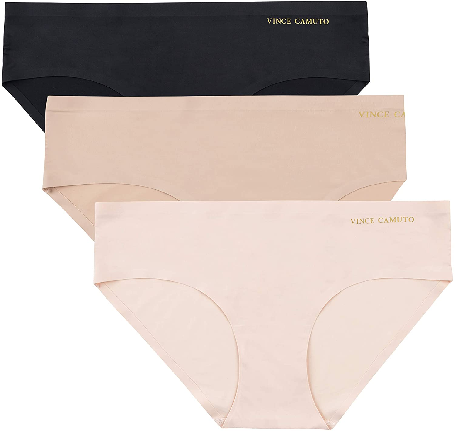 Vince Camuto Women'S No Show Seamless Hipster Panty Multi-Pack Underwear Apparel & Accessories > Clothing > Underwear & Socks > Underwear Vince Camuto Ballet/Tan/Black Small 
