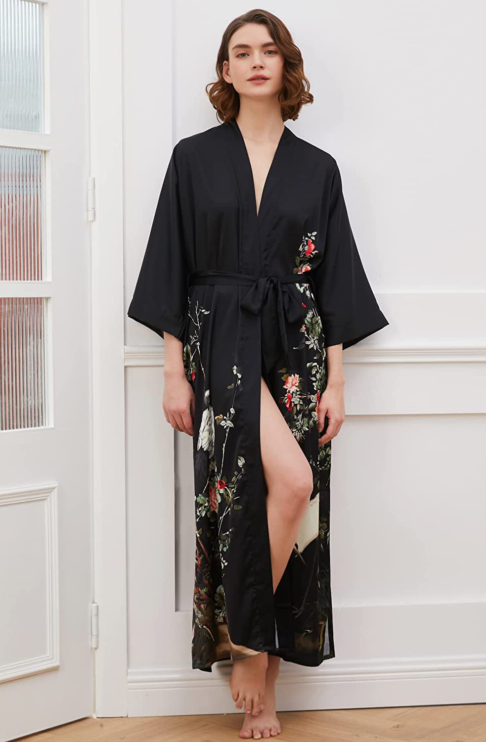 Ledamon Women'S Kimono Robe Long - Classic Pocket Floral Bathrobe Nightgown Apparel & Accessories > Clothing > Sleepwear & Loungewear > Robes Ledamon   