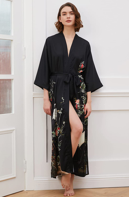 Ledamon Women'S Kimono Robe Long - Classic Pocket Floral Bathrobe Nightgown Apparel & Accessories > Clothing > Sleepwear & Loungewear > Robes Ledamon   