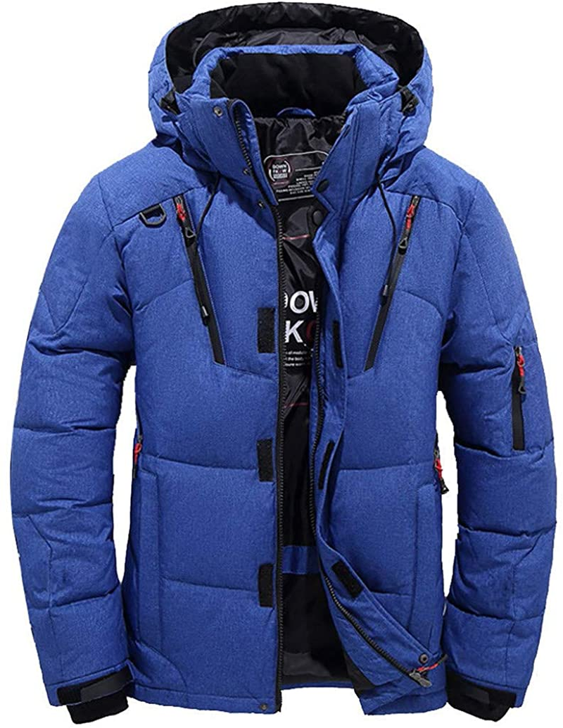 Merthy Mens Winter Warm Thicken Cotton Parka Jackets with Removable Thermal Hood Zipper Heavyweight Hooded Puffer Jacket Apparel & Accessories > Clothing > Underwear & Socks > Shapewear Merthy Blue Large 