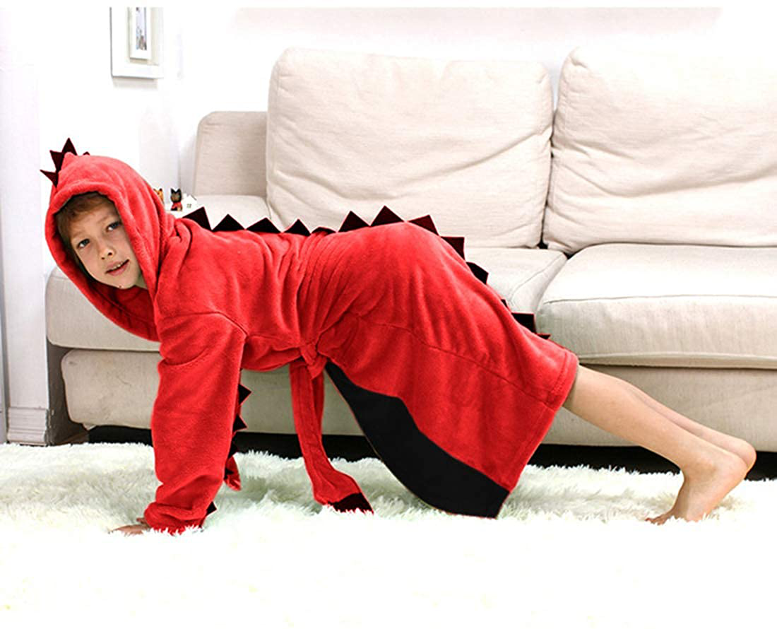 Kids Robes Boys Dinosaur Flannel Hooded Bathrobe Soft Animal Sleepwear Robe Costume Apparel & Accessories > Clothing > Sleepwear & Loungewear > Robes Kylie Max   