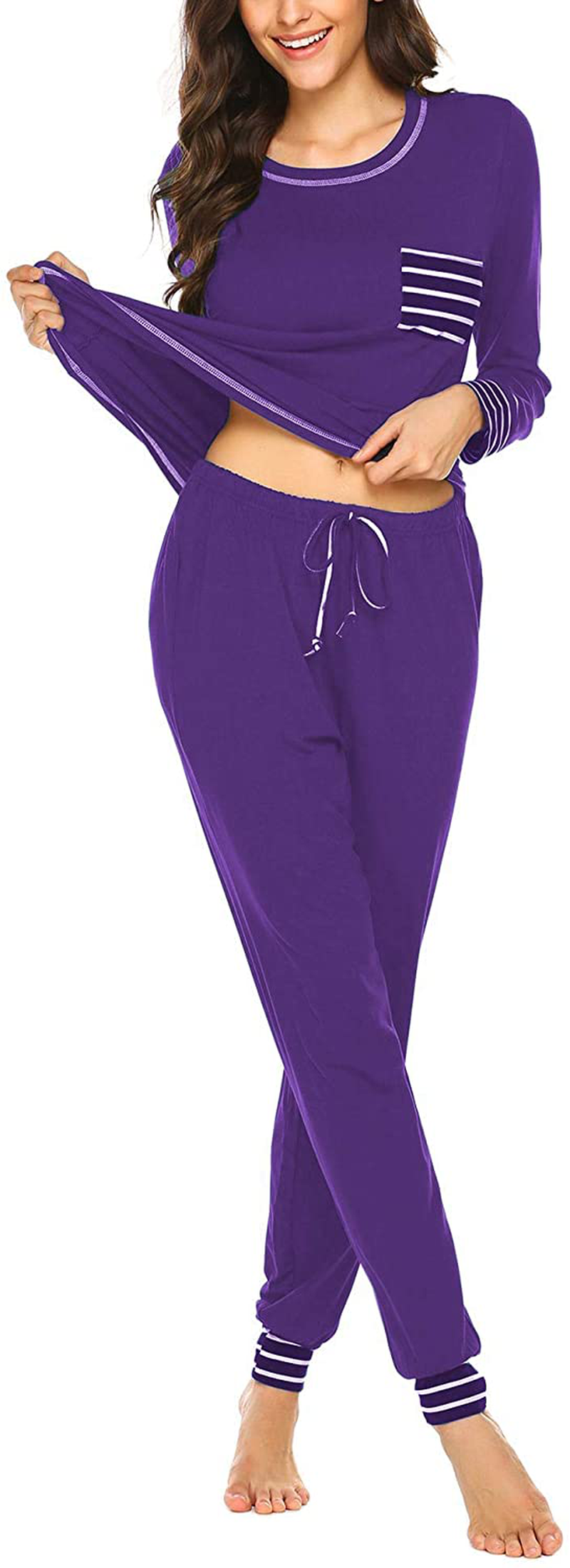 Ekouaer Pajamas Women’S Long Sleeve Sleepwear with Long Pants Soft Loungewear Pj Set S-XXL Apparel & Accessories > Clothing > Sleepwear & Loungewear > Pajamas Kylie Max   