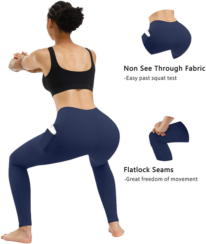 Fengbay 2 Pack High Waist Yoga Pants, Pocket Yoga Pants Tummy Control Workout Running 4 Way Stretch Yoga Leggings Apparel & Accessories > Clothing > Activewear Fengbay   