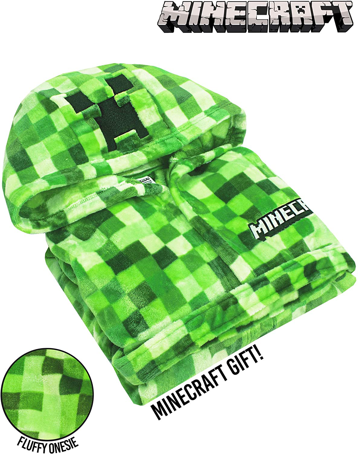 Minecraft Dressing Gown Pixelated Creeper Gamer Gift Boys Bathrobe Apparel & Accessories > Clothing > Sleepwear & Loungewear > Robes Kylie Max   
