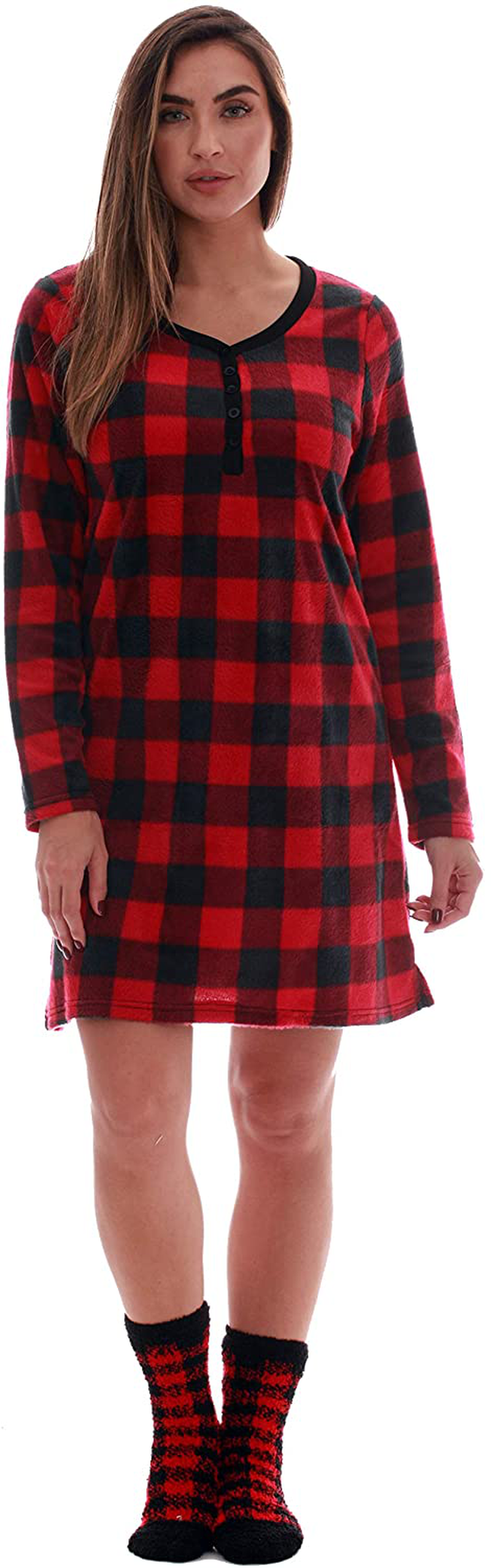 Just Love Women’S Ultra-Soft Sleep Shirt Nightgown with Matching Fuzzy Socks Apparel & Accessories > Clothing > Sleepwear & Loungewear > Nightgowns Kylie Max   