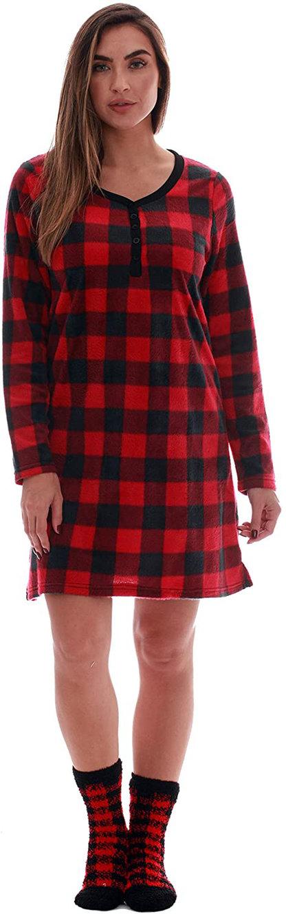 Just Love Women’S Ultra-Soft Sleep Shirt Nightgown with Matching Fuzzy Socks Apparel & Accessories > Clothing > Sleepwear & Loungewear > Nightgowns Kylie Max   