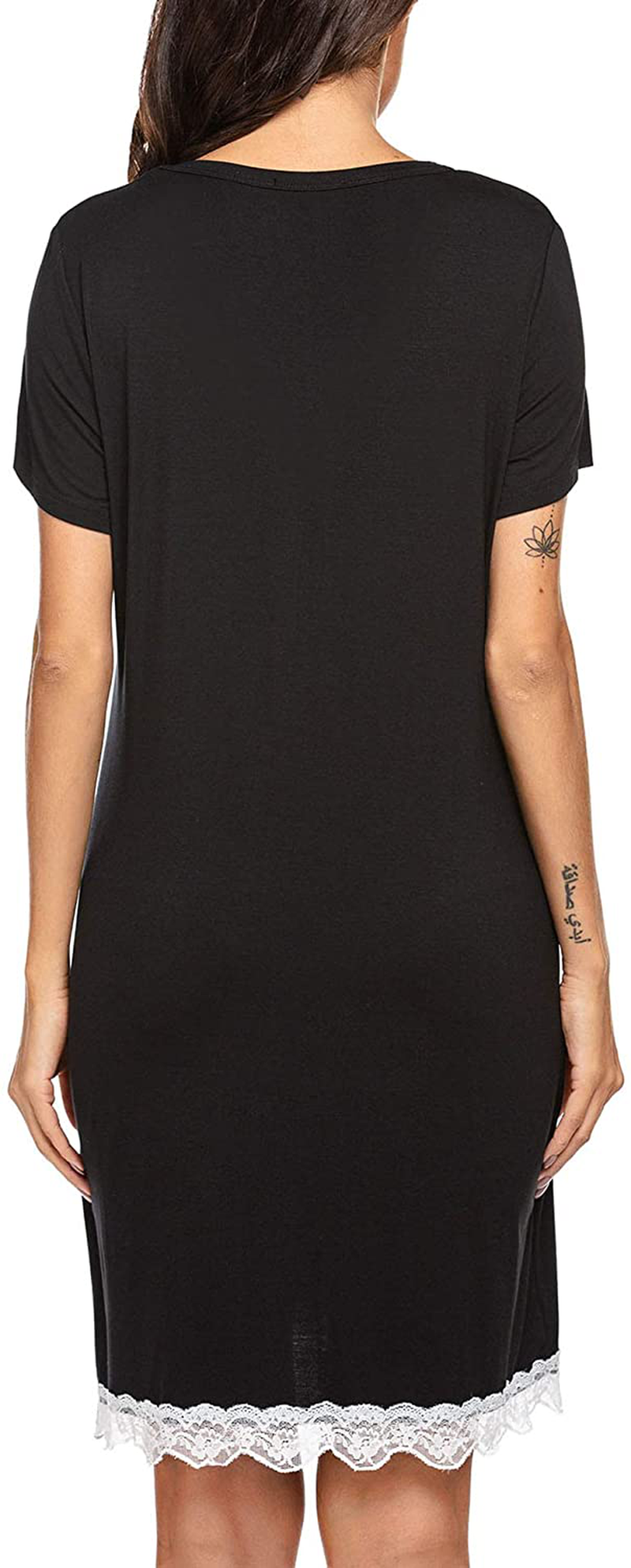 Ekouaer Women'S Nightgown Striped Tee Short Sleeve Cotton Sleep Nightshirt Button down Pajama Dress S-XXXL Apparel & Accessories > Clothing > Sleepwear & Loungewear > Nightgowns Kylie Max   