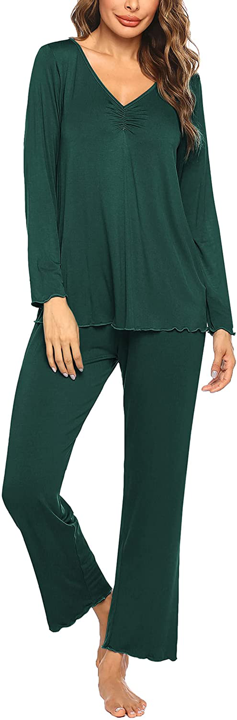 Ekouaer Women'S Pajama Set Long Sleeve Sleepwear Soft Loungewear Sets Pajamas Top and Pants Pjs S-XXL Apparel & Accessories > Clothing > Sleepwear & Loungewear Kylie Max   