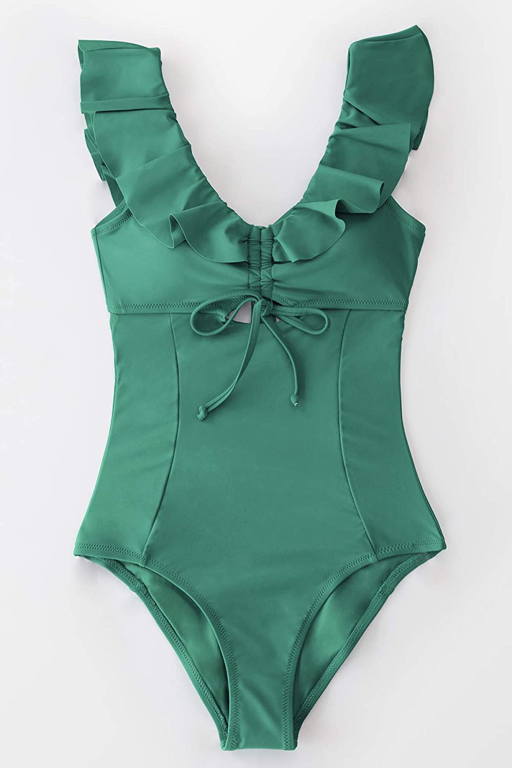 CUPSHE Women'S Ruby Red Ruffled Back Tie One Piece Swimsuit Apparel & Accessories > Clothing > Swimwear Kylie Max   