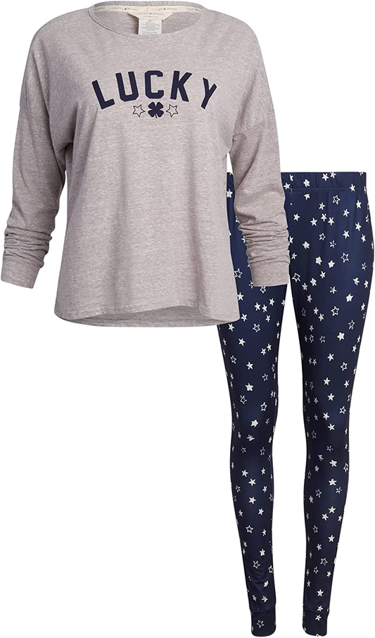 Lucky Brand Women's Pajamas - 2 Piece Scoop Neck Sleep and Lounge Set (Size: S-XL) Apparel & Accessories > Clothing > Sleepwear & Loungewear > Pajamas Lucky Brand Heather Grey Large 