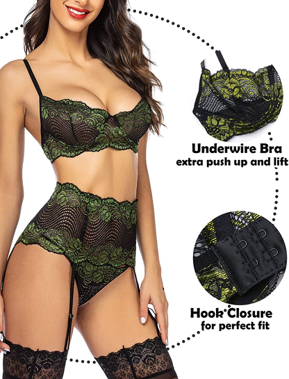 Avidlove Women Lingerie Set with Garter Belts Sexy Bra and Panty Underwire Lingerie Sets Apparel & Accessories > Clothing > Underwear & Socks > Lingerie Kylie Max   
