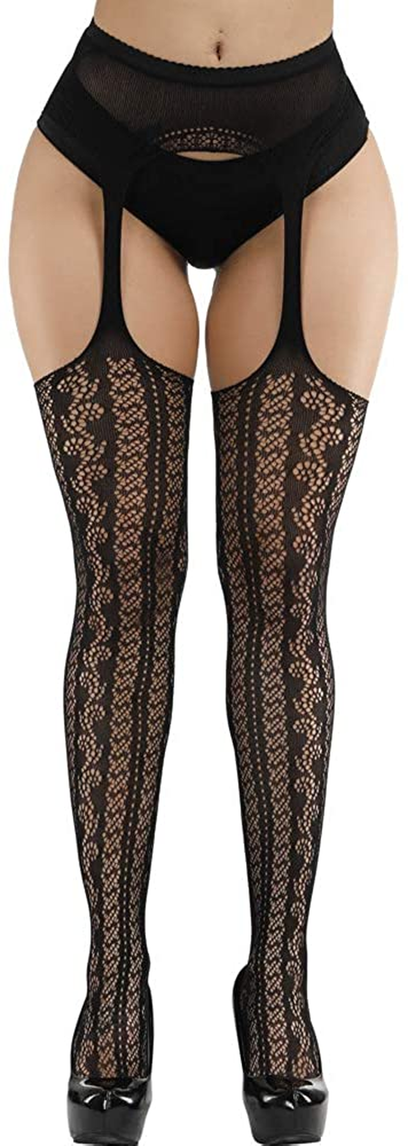 PERAMBRY Women'S Fishnet Tights High Waist Fishnet Tights Black Fishnet Stockings Mesh Fishnet Apparel & Accessories > Clothing > Underwear & Socks > Shapewear PERAMBRY Blakc-1110  