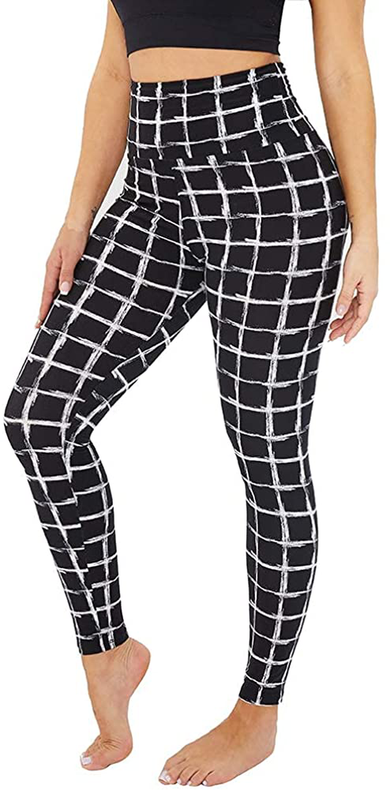 Gayhay High Waisted Leggings for Women - Soft Opaque Slim Tummy Control Printed Pants for Running Cycling Yoga Apparel & Accessories > Clothing > Activewear GAYHAY Black Plaid 01 Small-Medium 