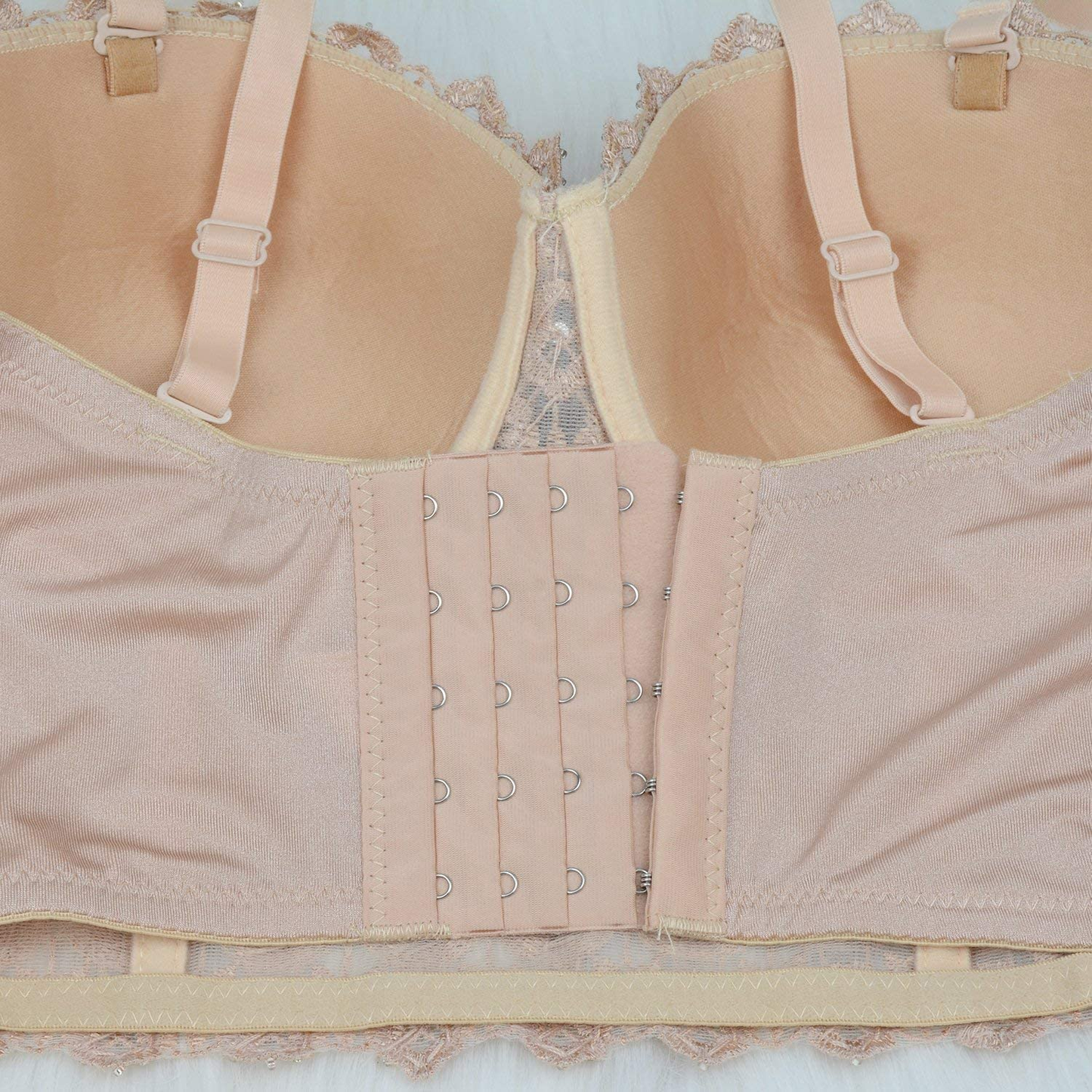ELLACCI Women'S Natural Reigning Lace Rhinestone Bustier Crop Top Sexy Mesh Corset Top Bra Apparel & Accessories > Clothing > Underwear & Socks > Lingerie ELLACCI   