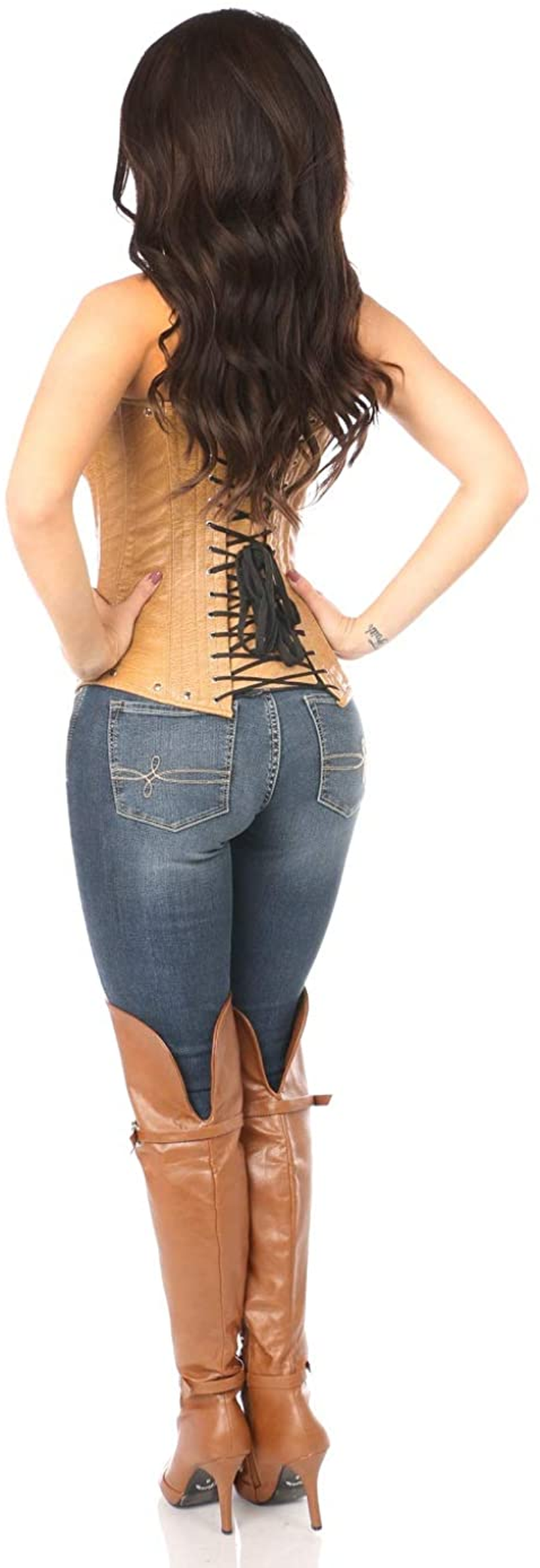 Daisy Corsets Top Drawer Steel Boned Distressed Faux Leather Underbust Corset Top Apparel & Accessories > Clothing > Underwear & Socks > Lingerie Daisy corsets   