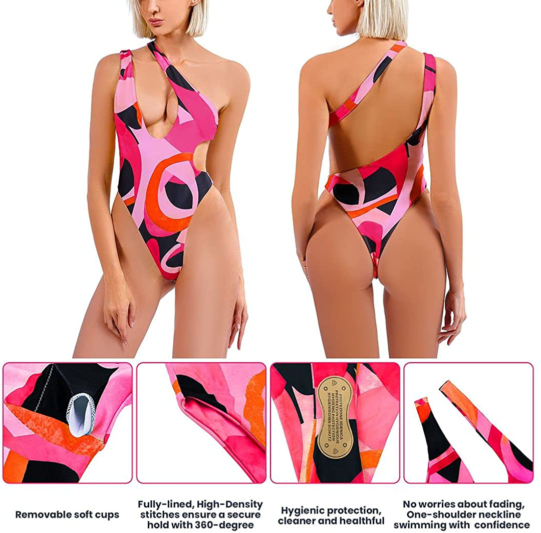 Sexy Women'S One Piece Swimsuits One Shoulder Brazilian Bathing Suits Tummy Control Swimwear Monokini Sets for Women Apparel & Accessories > Clothing > Swimwear Kylie Max   