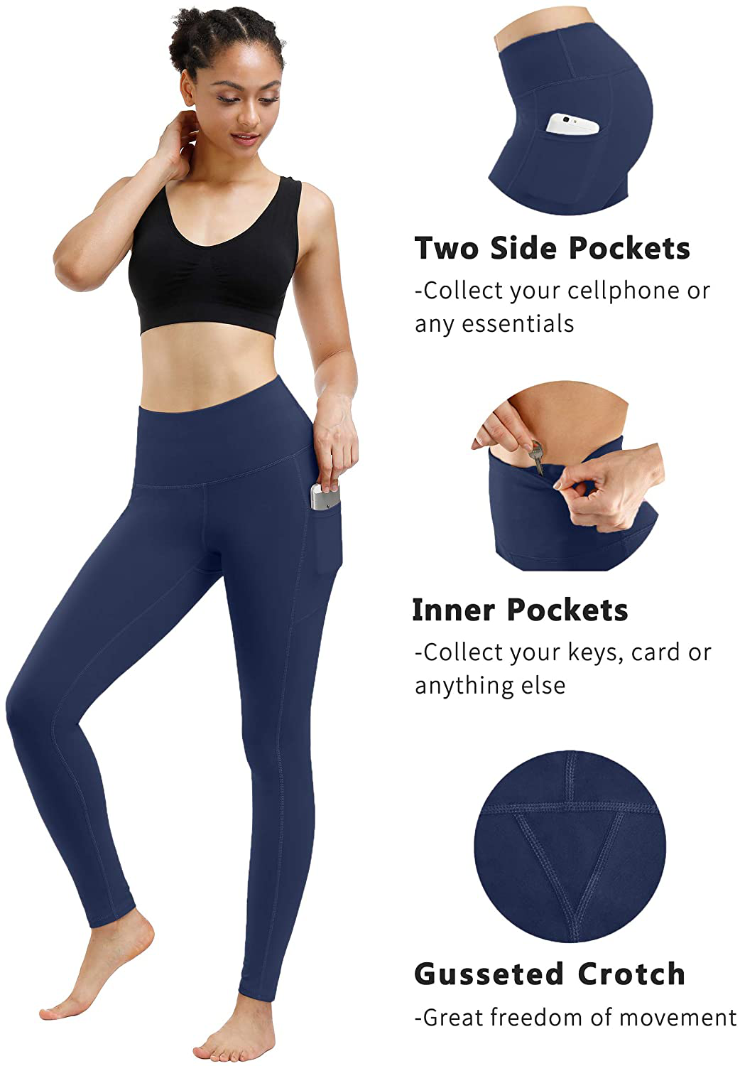 Fengbay 2 Pack High Waist Yoga Pants, Pocket Yoga Pants Tummy Control Workout Running 4 Way Stretch Yoga Leggings Apparel & Accessories > Clothing > Activewear Fengbay   