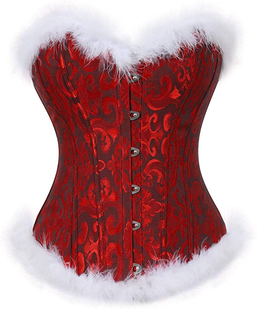 Christmas Lingerie Corset Top Christmas Outfits for Women Red Corset Lingerie Apparel & Accessories > Clothing > Underwear & Socks > Lingerie frawirshau Red and Black XX-Large 