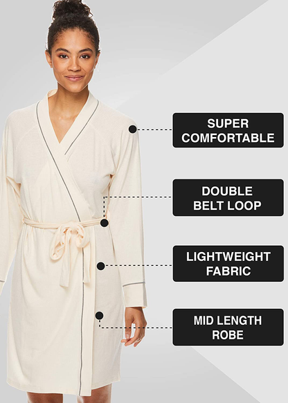 Tahari Womens Lightweight Short Robe Bathrobe Sleepwear Soft Loungewear S-XXL Apparel & Accessories > Clothing > Sleepwear & Loungewear > Robes Kylie Max   