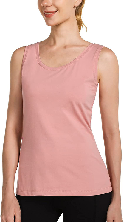 BALEAF Women'S Wide Strap Cotton Workout Tank Tops Yoga Crewneck Sleeveless Shirts Apparel & Accessories > Clothing > Activewear Kylie Max   