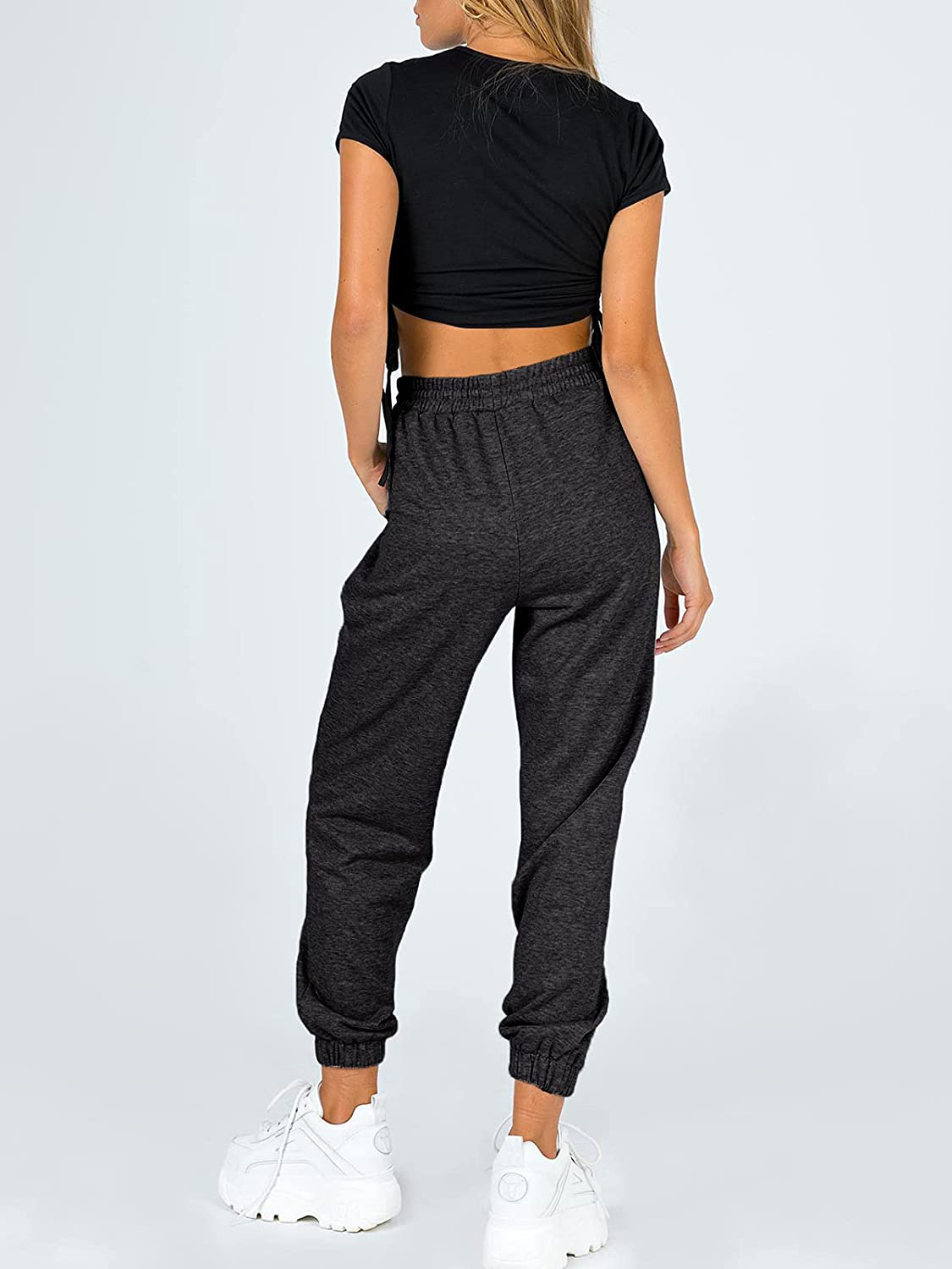 AUTOMET Women'S Cinch Bottom Sweatpants High Waisted Athletic Joggers Lounge Pants with Pockets Apparel & Accessories > Clothing > Activewear Kylie Max   
