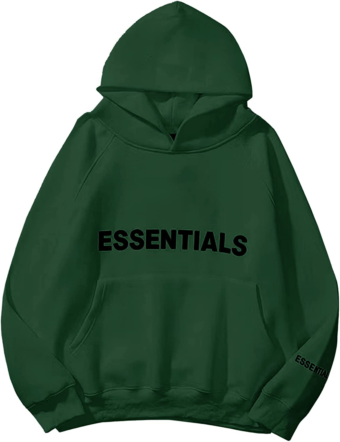 Lauweion Women ESSENTIALS Fleece Letter Loose Hoodie Sweatshirt Long Sleeve Kangaroo Pocket Drop Shoulder Pullovers Top Apparel & Accessories > Clothing > Activewear Kylie Max   