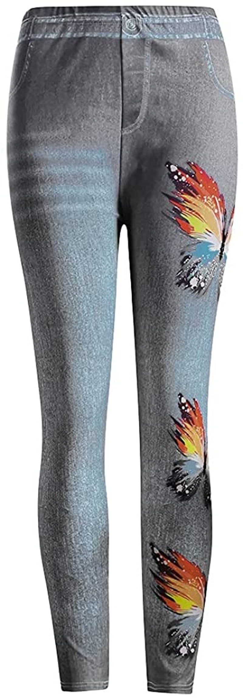 Burband Womens plus Size Stretch Drawstring Stretch Floral Print Jersey Capri Leggings High Rise Skinny Jeans Pants S-5XL Apparel & Accessories > Clothing > Underwear & Socks > Shapewear Burband   