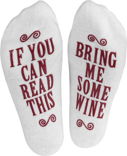 Haute Soiree - Women's Novelty Socks - “If You Can Read This, Bring Me Some” - One Size Fits All Arts & Entertainment > Party & Celebration > Gift Giving Haute Soiree Burgundy  