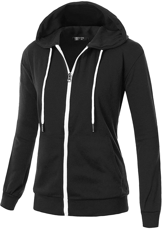 GIVON Womens Comfortable Long Sleeve Lightweight Zip-Up Hoodie with Kanga Pocket(Xs~4Xl) Apparel & Accessories > Clothing > Activewear Kylie Max   