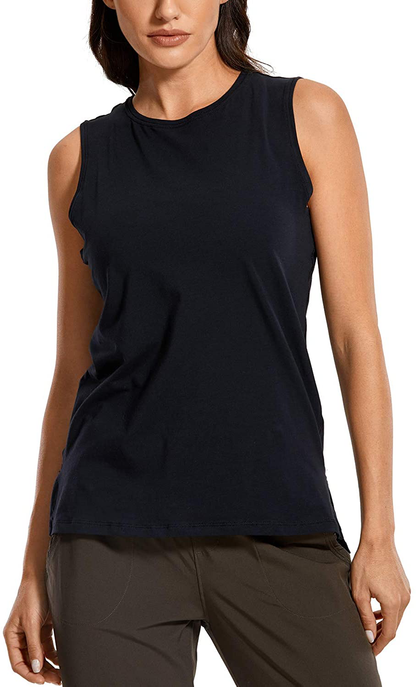 CRZ YOGA Women'S Pima Cotton Workout Tank Tops Loose Fit Yoga Sleeveless Shirts Muscle Tank Apparel & Accessories > Clothing > Activewear Kylie Max   