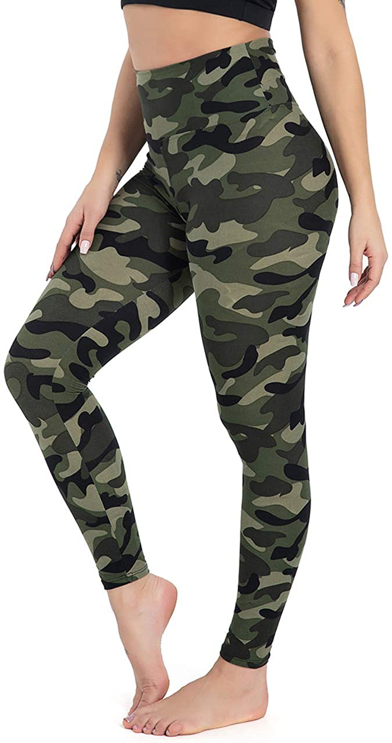 Gayhay High Waisted Leggings for Women - Soft Opaque Slim Tummy Control Printed Pants for Running Cycling Yoga Apparel & Accessories > Clothing > Activewear GAYHAY Army Green Camo Large-X-Large 