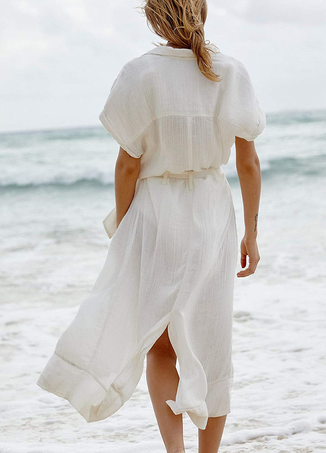 Wander Agio Womens Bikini Cover Ups Beach Casual Dress Coverup Swimsuits Long Cardigan Button Black Apparel & Accessories > Clothing > Swimwear Kylie Max   
