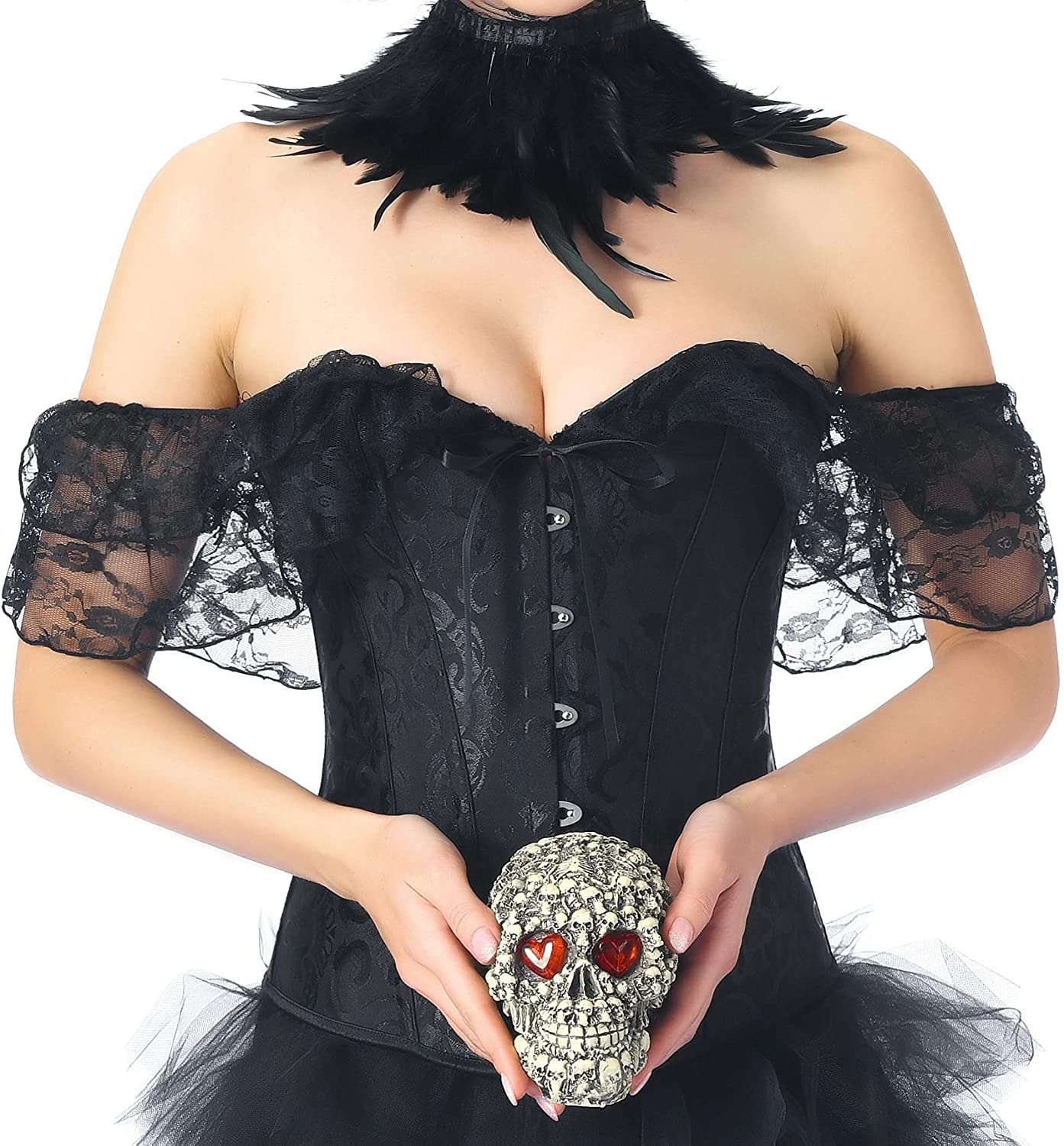 Corset Tops for Women Corset - Overbust Lingerie - Lace up Back Bustier Top - Fashion Corsets with Sleeve Apparel & Accessories > Clothing > Underwear & Socks > Lingerie SZIVYSHI   