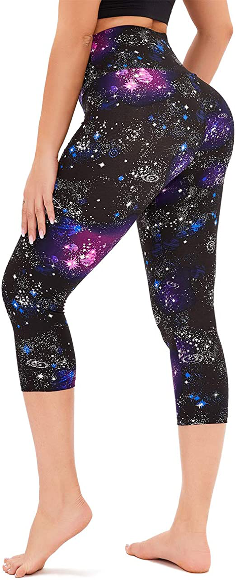 GAYHAY High Waisted Capri Leggings for Women - Soft Slim Tummy Control - Exercise Pants for Running Cycling Yoga Workout Apparel & Accessories > Clothing > Activewear GAYHAY Galaxy Small-Medium 