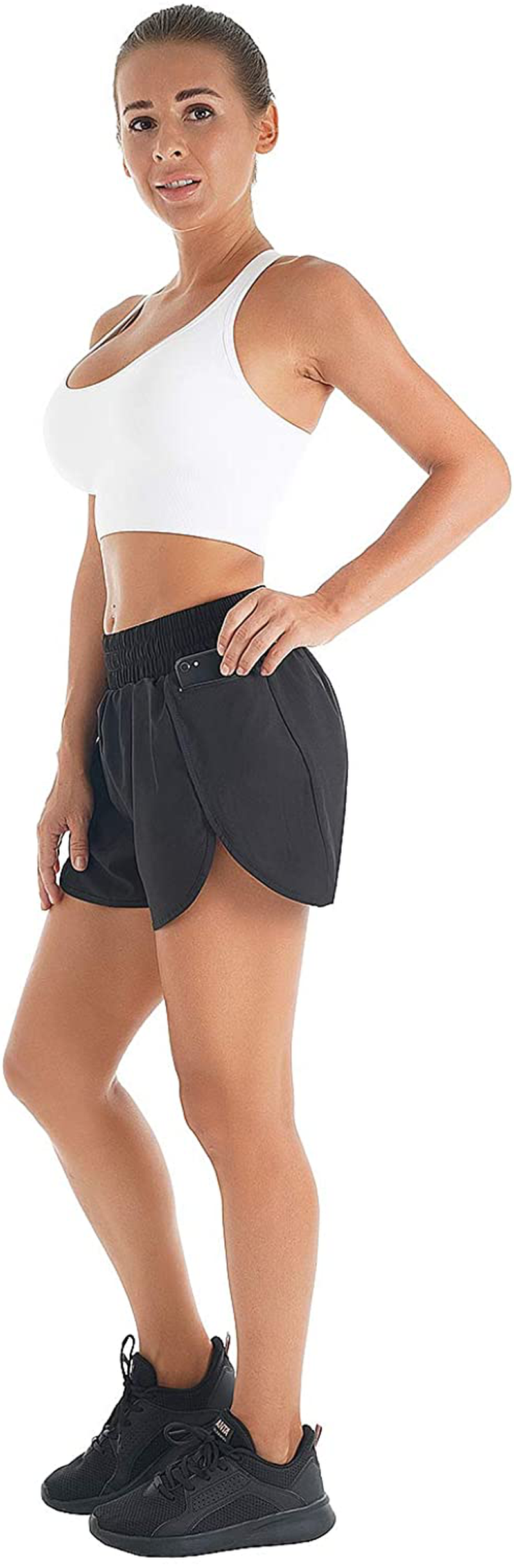 Blooming Jelly Women'S Quick-Dry Running Shorts Workout Sport Layer Active Shorts with Pockets 1.75" Apparel & Accessories > Clothing > Shorts Kylie Max   