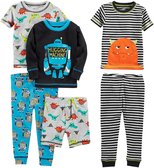 Simple Joys by Carter'S Babies, Toddlers and Boys' 6-Piece Snug Fit Cotton Pajama Set Apparel & Accessories > Clothing > Sleepwear & Loungewear > Pajamas Kylie Max   
