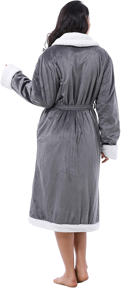 Catalonia Women’S Sherpa Bathrobe,Soft Warm Fleece Long Robe,Shawl Collar,Comfy,Full Length Apparel & Accessories > Clothing > Sleepwear & Loungewear > Robes Kylie Max   